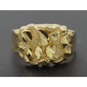 Real 10k Yellow Solid Gold Shiny Kids Nugget Oval Pinky Ring 1.4 gr Size 2.5